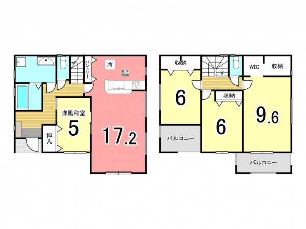枚方市氷室台、新築一戸建ての間取り画像です