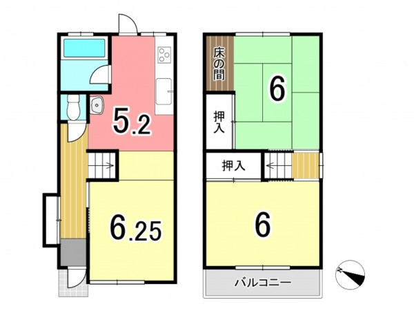 枚方市長尾家具町、中古一戸建ての間取り画像です