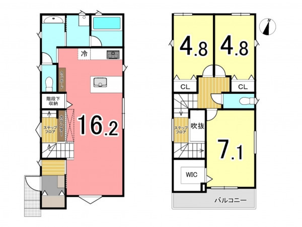 枚方市長尾東町、新築一戸建ての間取り画像です