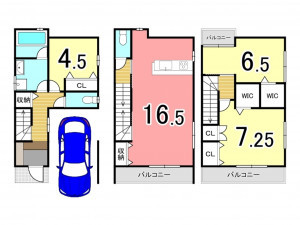 交野市私部、新築一戸建ての間取り画像です