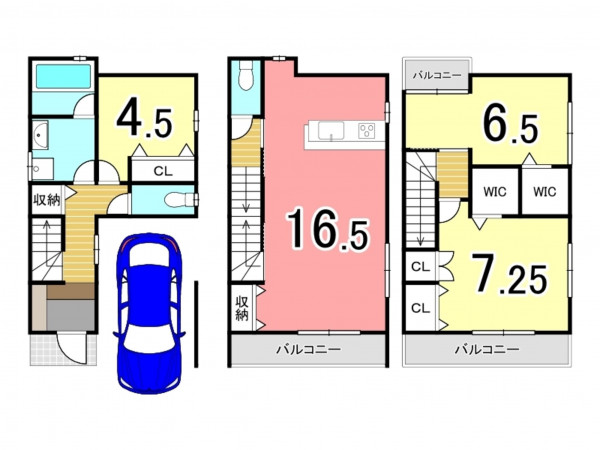 交野市私部、新築一戸建ての間取り画像です