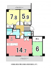 交野市星田西、中古マンションの間取り画像です