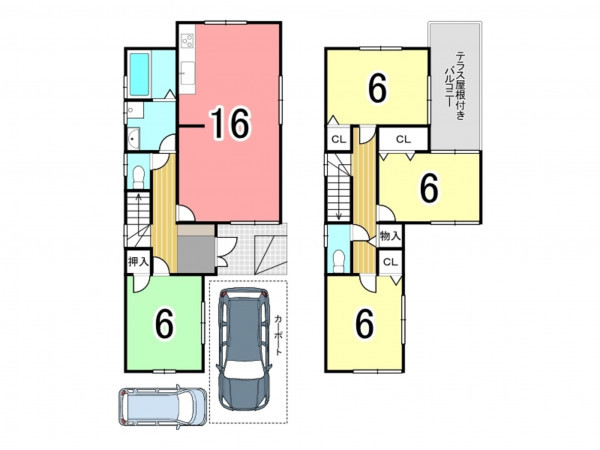 京田辺市大住、中古一戸建ての間取り画像です