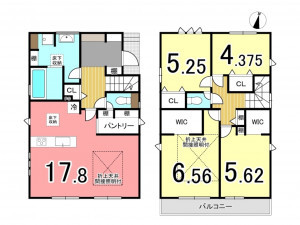 枚方市長尾台、新築一戸建ての間取り画像です