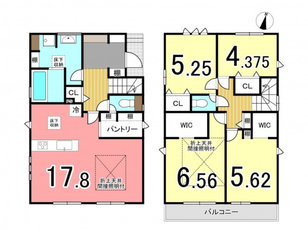 枚方市長尾台、新築一戸建ての間取り画像です