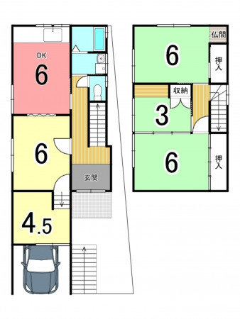 枚方市長尾台、中古一戸建ての間取り画像です