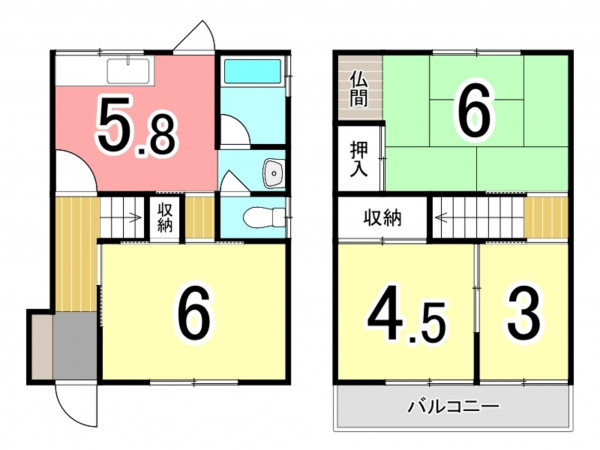 枚方市長尾家具町、中古一戸建ての間取り画像です