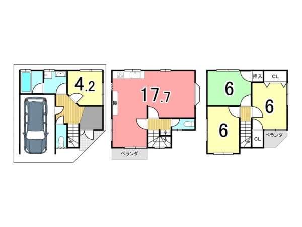交野市私市、中古一戸建ての間取り画像です