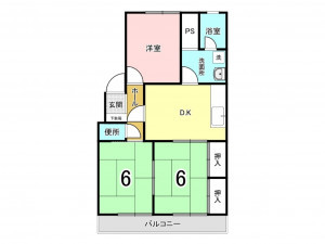 福岡市中央区輝国、中古マンションの間取り画像です