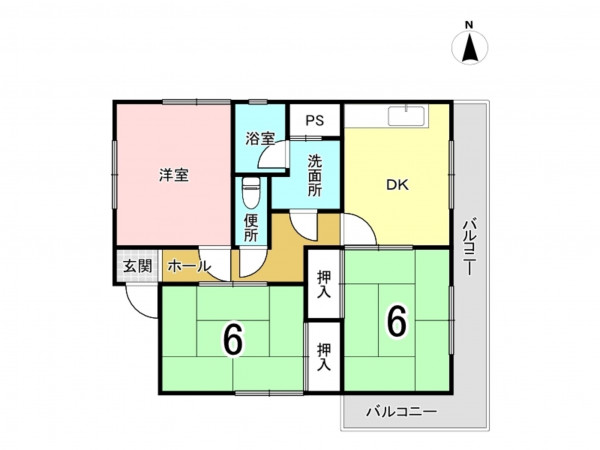 福岡市中央区輝国、中古マンションの間取り画像です