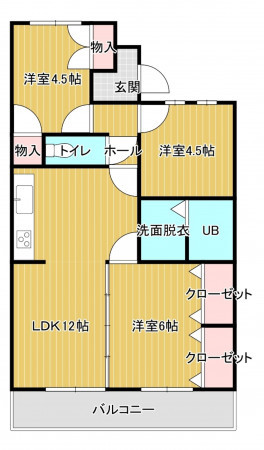 福岡市中央区小笹、中古マンションの間取り画像です