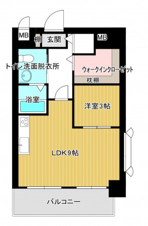 福岡市中央区高砂、中古マンションの間取り画像です
