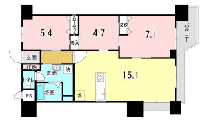 福岡市中央区草香江、中古マンションの間取り画像です
