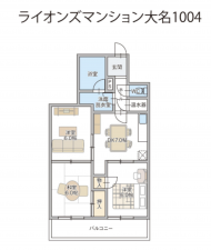福岡市中央区大名、中古マンションの間取り画像です