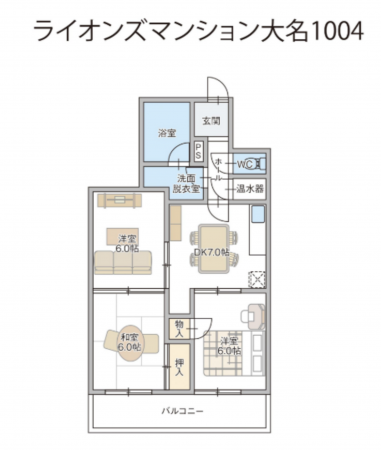 福岡市中央区大名、中古マンションの間取り画像です