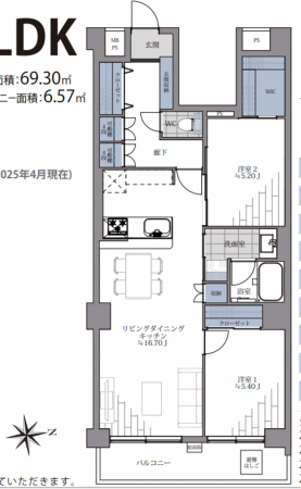 福岡市中央区桜坂、中古マンションの間取り画像です