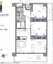 福岡市中央区荒戸、中古マンションの間取り画像です