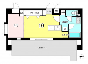 福岡市中央区大手門、中古マンションの間取り画像です