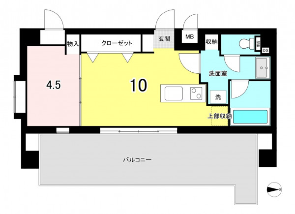 福岡市中央区大手門、中古マンションの間取り画像です
