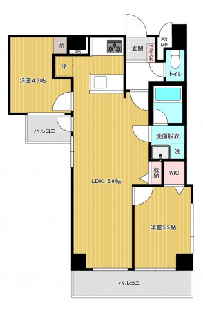 福岡市中央区鳥飼、中古マンションの間取り画像です