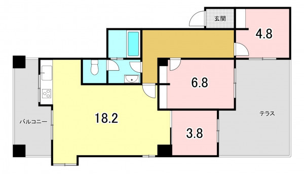 福岡市中央区荒戸、中古マンションの間取り画像です