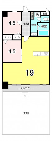 福岡市中央区小笹、中古マンションの間取り画像です