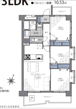 福岡市中央区大名、中古マンションの間取り画像です
