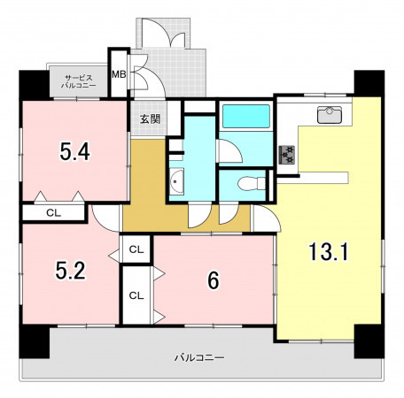 福岡市中央区清川、中古マンションの間取り画像です