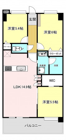 福岡市中央区今泉、中古マンションの間取り画像です