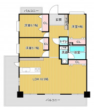 福岡市中央区今泉、中古マンションの間取り画像です