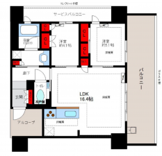 福岡市中央区荒戸、中古マンションの間取り画像です
