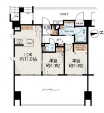 福岡市中央区荒戸、中古マンションの間取り画像です