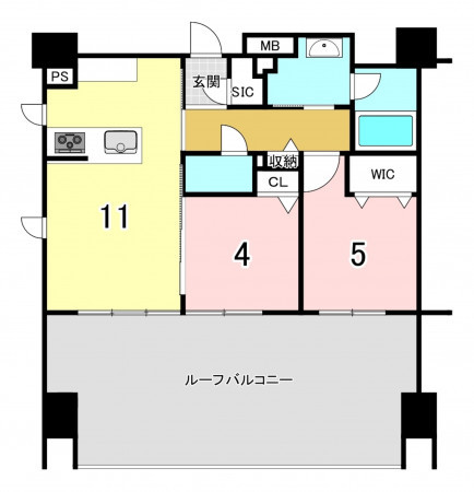 福岡市中央区荒戸、中古マンションの間取り画像です