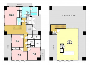 福岡市中央区大濠、中古マンションの間取り画像です