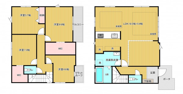 福岡市中央区輝国、新築一戸建ての間取り画像です