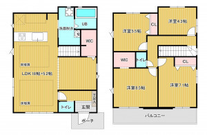 福岡市中央区輝国、新築一戸建ての間取り画像です