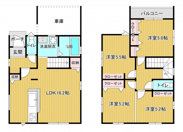 福岡市中央区笹丘、新築一戸建ての間取り画像です