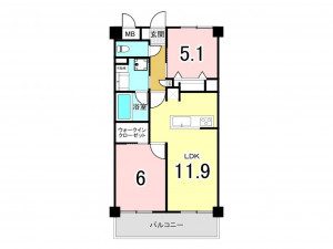 福岡市中央区平尾、中古マンションの間取り画像です