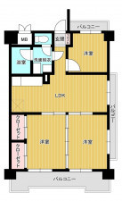 福岡市中央区平尾、中古マンションの間取り画像です