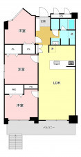 福岡市中央区荒戸、中古マンションの間取り画像です