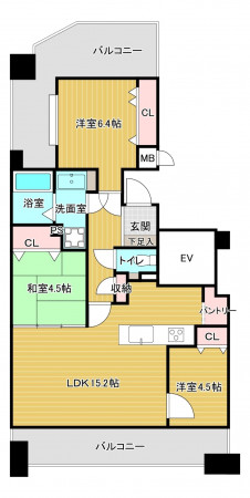 福岡市中央区鳥飼、中古マンションの間取り画像です