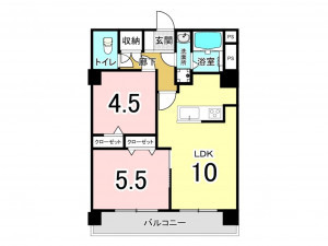 福岡市中央区荒戸、中古マンションの間取り画像です