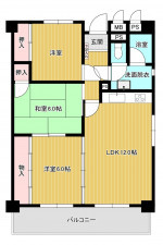 福岡市中央区平尾、中古マンションの間取り画像です