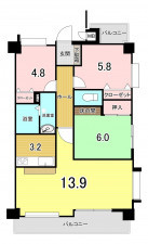 福岡市中央区地行、中古マンションの間取り画像です