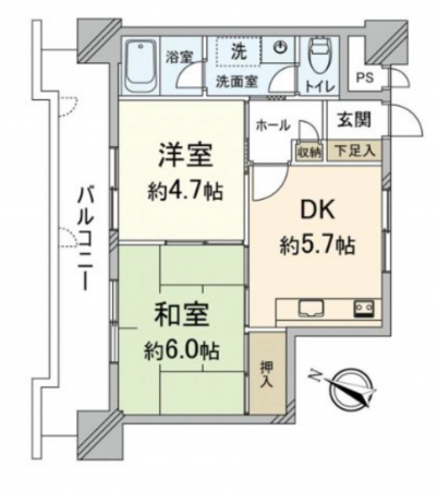 福岡市中央区警固、中古マンションの間取り画像です