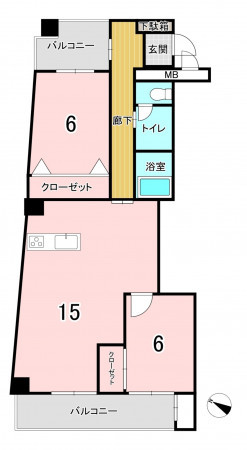 福岡市中央区舞鶴、中古マンションの間取り画像です