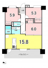 福岡市中央区今泉、中古マンションの間取り画像です