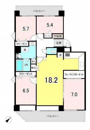 福岡市中央区谷、中古マンションの間取り画像です