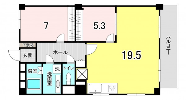 福岡市中央区鳥飼、中古マンションの間取り画像です