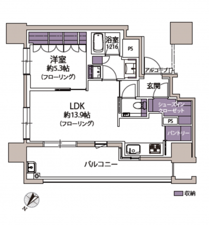 福岡市中央区薬院、中古マンションの間取り画像です